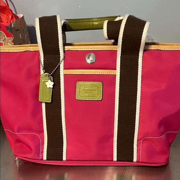 Pink and Brown Tote Bag - Picture 4 of 16